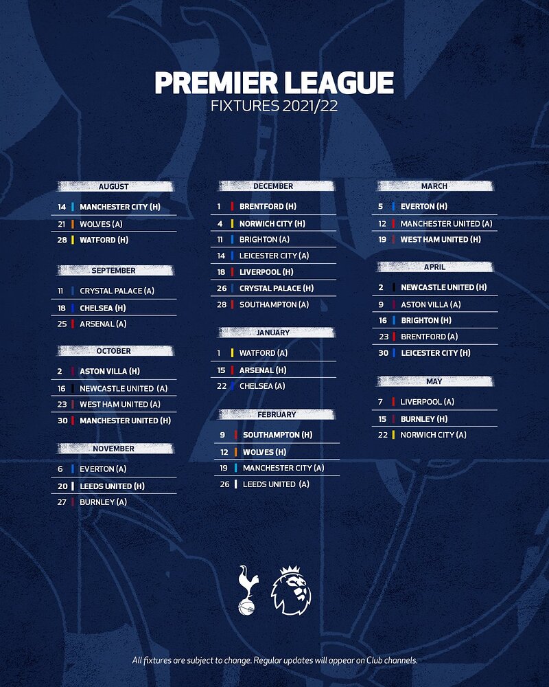 The 2021 2022 Premier League Fixtures Released Football Xplore