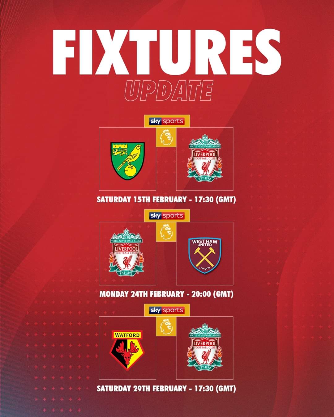 Updated Fixtures R Liverpoolfc